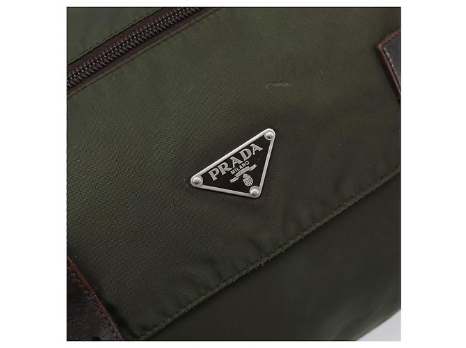 PRADA Schultertasche Nylon Khaki Silver Auth mr2887 Silber - Ansicht 19