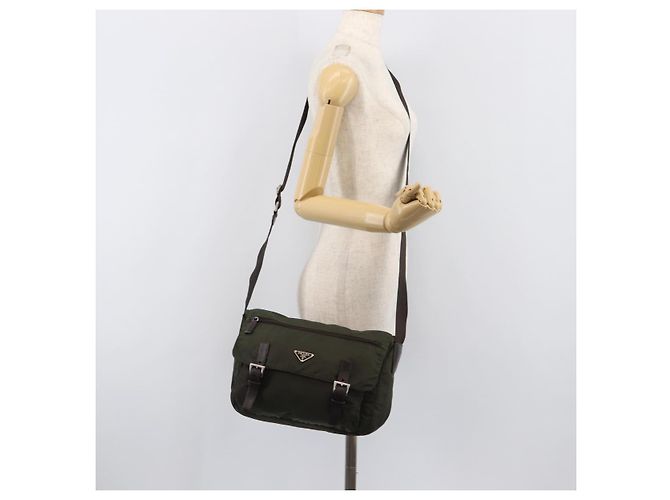 PRADA Schultertasche Nylon Khaki Silver Auth mr2887 Silber - Ansicht 33