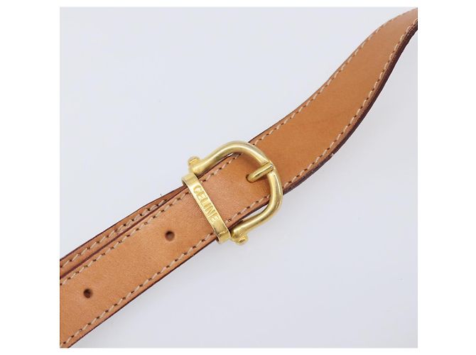 Céline Bolsa de Ombro CELINE Macadam Canvas PVC Bege Gold Auth 203607 Dourado - vista 10