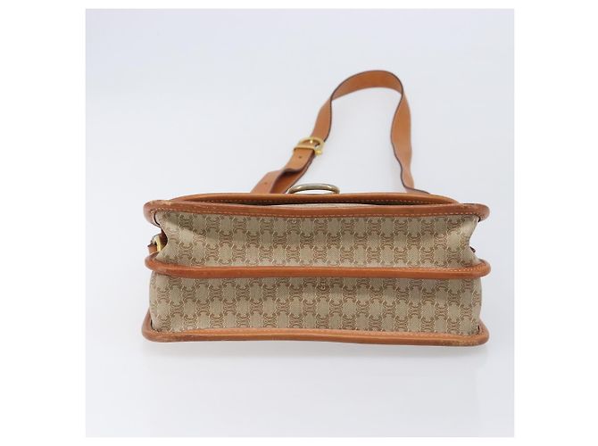 Céline Bolsa de Ombro CELINE Macadam Canvas PVC Bege Gold Auth 203607 Dourado - vista 11
