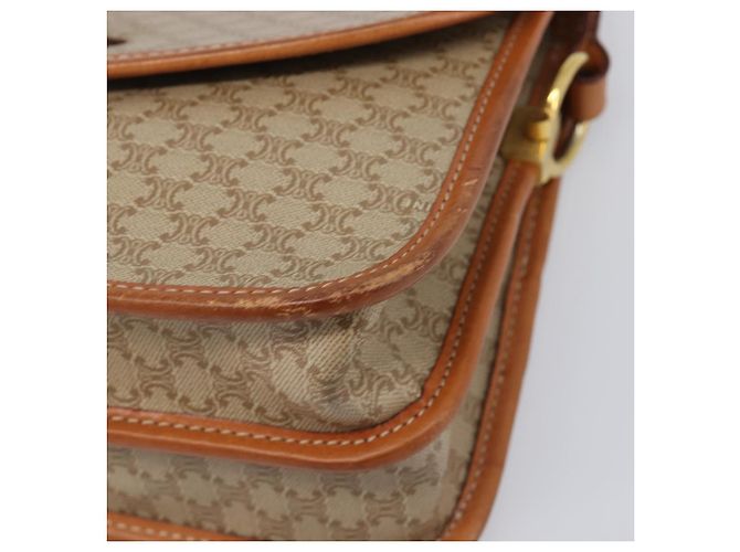 Céline Bolsa de Ombro CELINE Macadam Canvas PVC Bege Gold Auth 203607 Dourado - vista 12