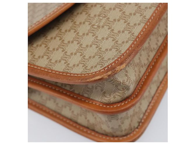 Céline Bolsa de Ombro CELINE Macadam Canvas PVC Bege Gold Auth 203607 Dourado - vista 13