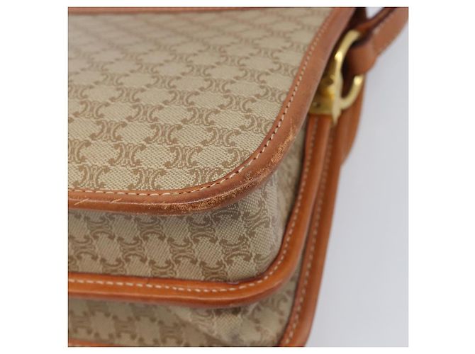 Céline Bolsa de Ombro CELINE Macadam Canvas PVC Bege Gold Auth 203607 Dourado - vista 14