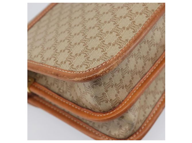 Céline Bolsa de Ombro CELINE Macadam Canvas PVC Bege Gold Auth 203607 Dourado - vista 15