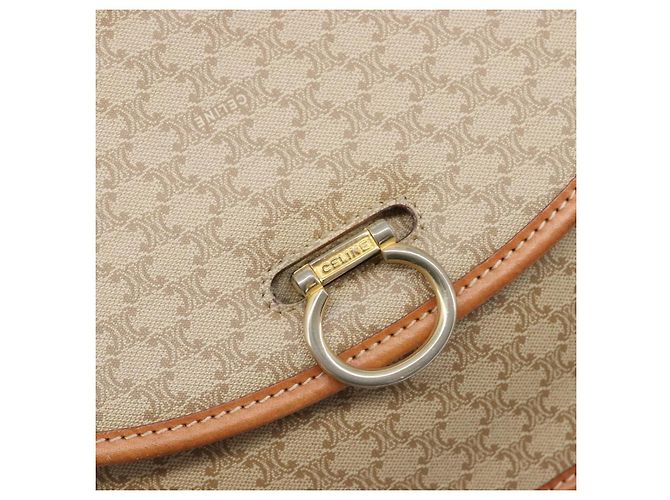 Céline Bolsa de Ombro CELINE Macadam Canvas PVC Bege Gold Auth 203607 Dourado - vista 17