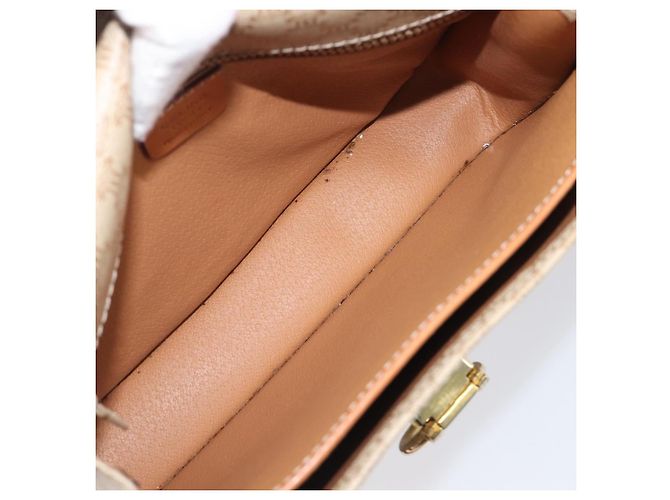 Céline Bolsa de Ombro CELINE Macadam Canvas PVC Bege Gold Auth 203607 Dourado - vista 20