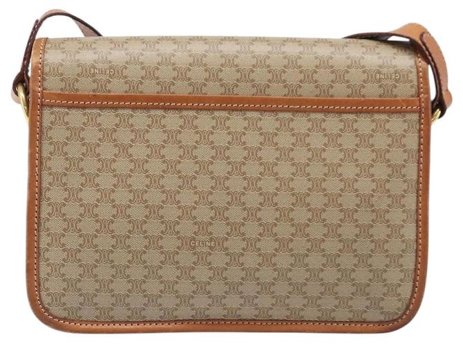 Céline Bolsa de Ombro CELINE Macadam Canvas PVC Bege Gold Auth 203607 Dourado - vista 3