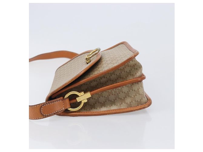Céline Bolsa de Ombro CELINE Macadam Canvas PVC Bege Gold Auth 203607 Dourado - vista 5