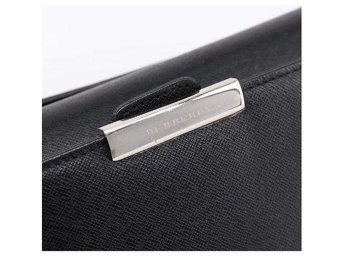 Borsa a Tracolla BURBERRY Pelle Nero Argento Auth 204846 - vista 14