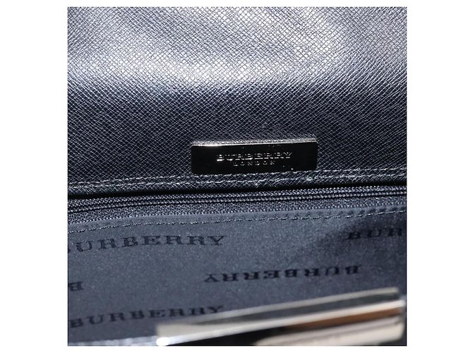 Borsa a Tracolla BURBERRY Pelle Nero Argento Auth 204846 - vista 15