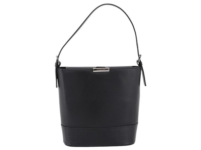 Borsa a Tracolla BURBERRY Pelle Nero Argento Auth 204846 - vista 2