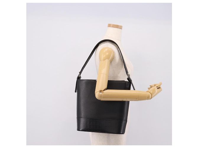 Borsa a Tracolla BURBERRY Pelle Nero Argento Auth 204846 - vista 22