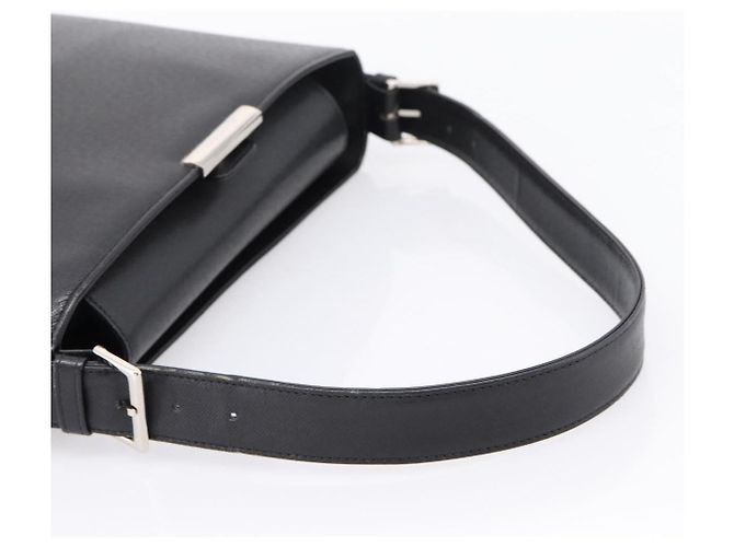 Borsa a Tracolla BURBERRY Pelle Nero Argento Auth 204846 - vista 7