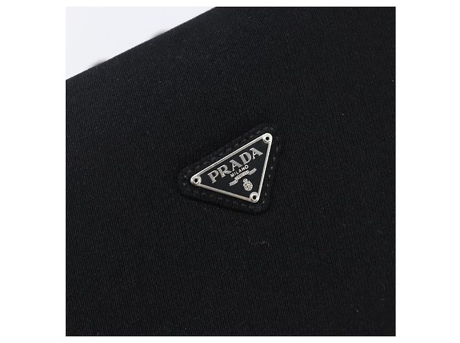 Bolsa de Ombro PRADA com Corrente de Plástico em Algodão Preto Auth 204708V - vista 14