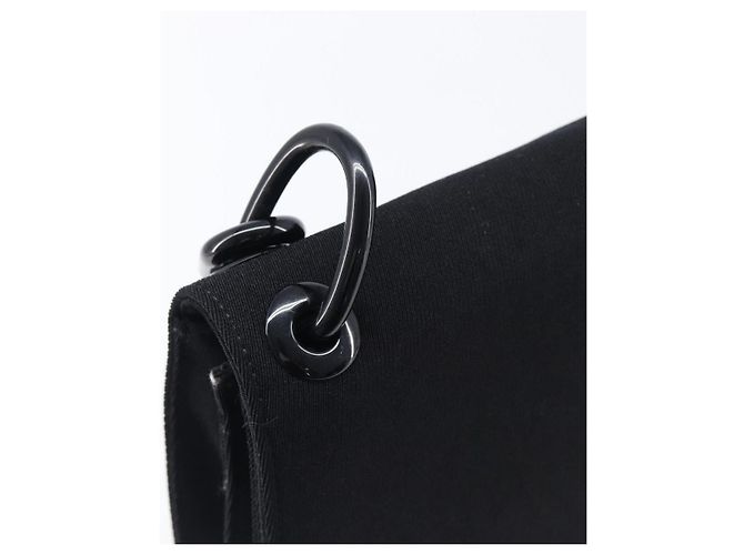 Bolsa de Ombro PRADA com Corrente de Plástico em Algodão Preto Auth 204708V - vista 15