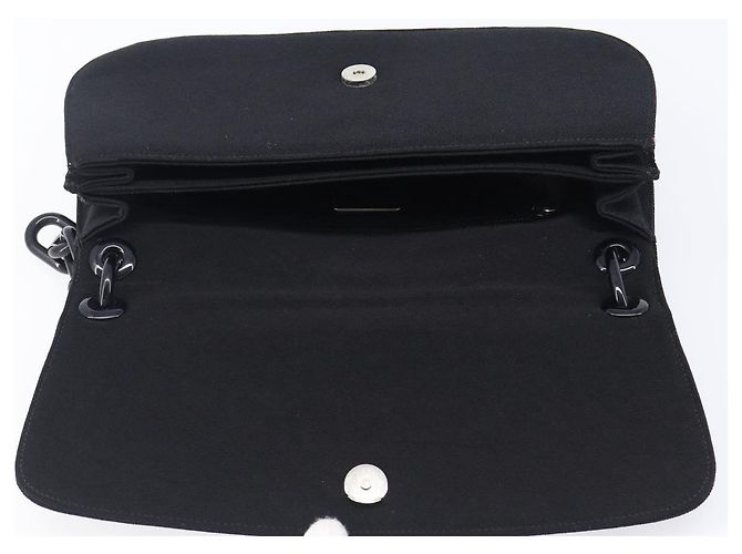Bolsa de Ombro PRADA com Corrente de Plástico em Algodão Preto Auth 204708V - vista 16