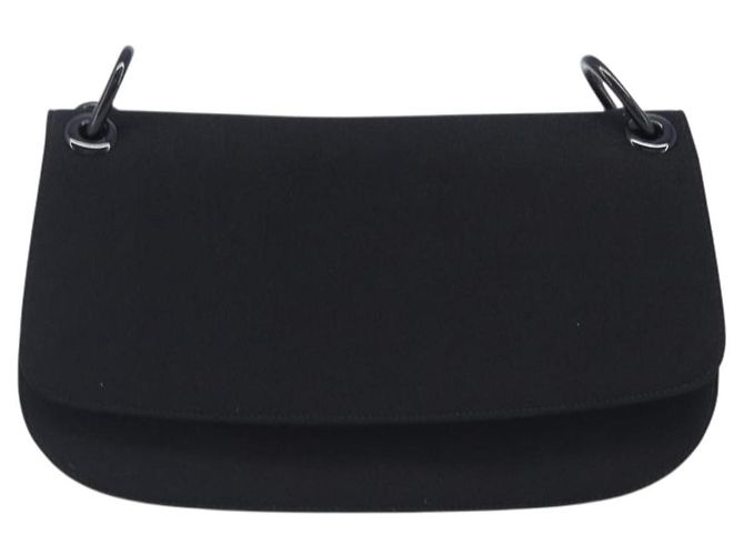 Bolsa de Ombro PRADA com Corrente de Plástico em Algodão Preto Auth 204708V - vista 2