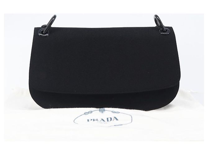 Bolsa de Ombro PRADA com Corrente de Plástico em Algodão Preto Auth 204708V - vista 28