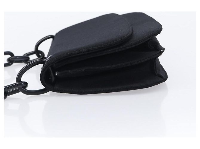 Bolsa de Ombro PRADA com Corrente de Plástico em Algodão Preto Auth 204708V - vista 5