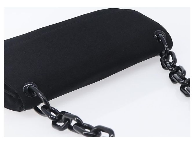 Bolsa de Ombro PRADA com Corrente de Plástico em Algodão Preto Auth 204708V - vista 6