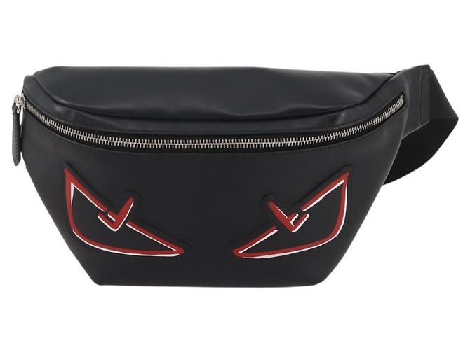 FENDI Bugseye Body Bag aus Leder Schwarz Silber 7VA434 Auth 204881M - Ansicht 2