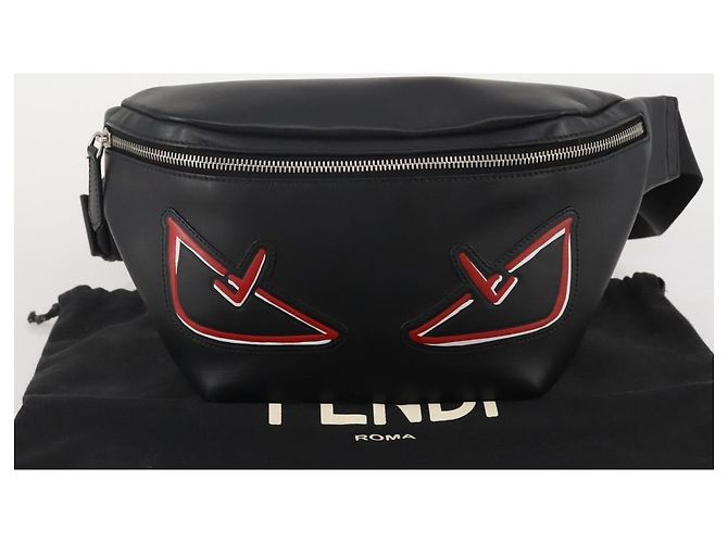 FENDI Bugseye Body Bag aus Leder Schwarz Silber 7VA434 Auth 204881M - Ansicht 29