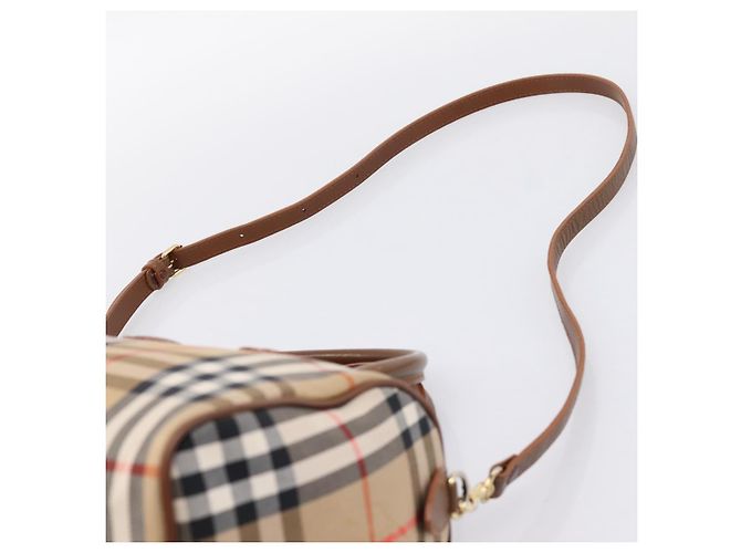 Borsa a mano Burberrys Nova Check Canvas 2way Beige Gold Auth 204251 D'oro - vista 10