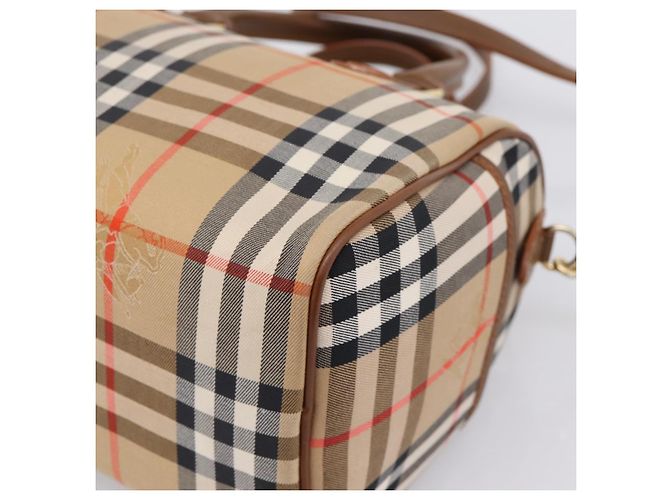 Borsa a mano Burberrys Nova Check Canvas 2way Beige Gold Auth 204251 D'oro - vista 14