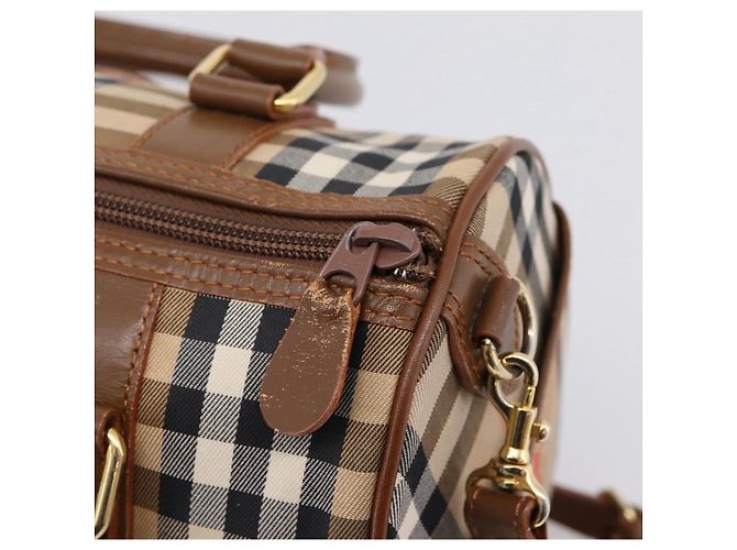Borsa a mano Burberrys Nova Check Canvas 2way Beige Gold Auth 204251 D'oro - vista 16
