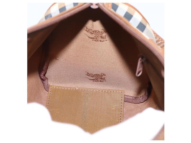 Borsa a mano Burberrys Nova Check Canvas 2way Beige Gold Auth 204251 D'oro - vista 18