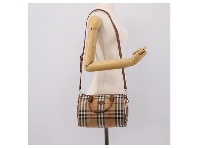 Borsa a mano Burberrys Nova Check Canvas 2way Beige Gold Auth 204251 D'oro - vista 22