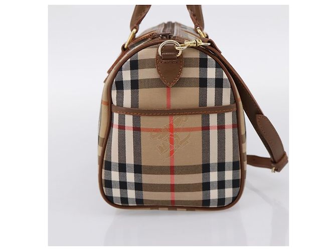 Borsa a mano Burberrys Nova Check Canvas 2way Beige Gold Auth 204251 D'oro - vista 4