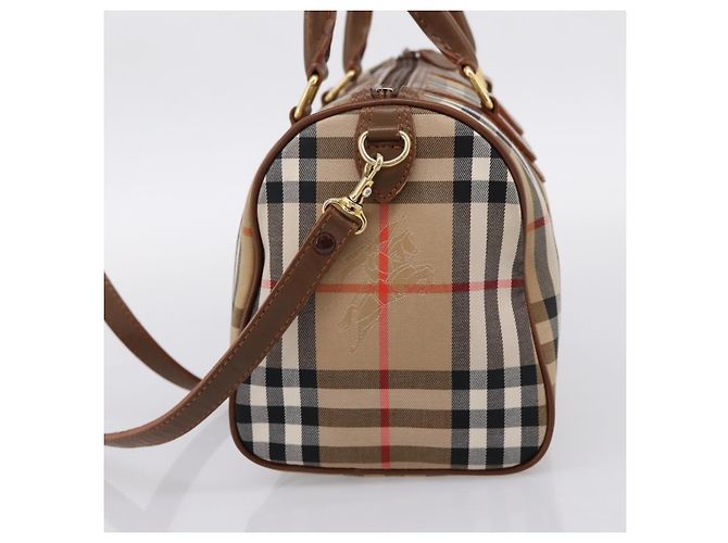 Borsa a mano Burberrys Nova Check Canvas 2way Beige Gold Auth 204251 D'oro - vista 5
