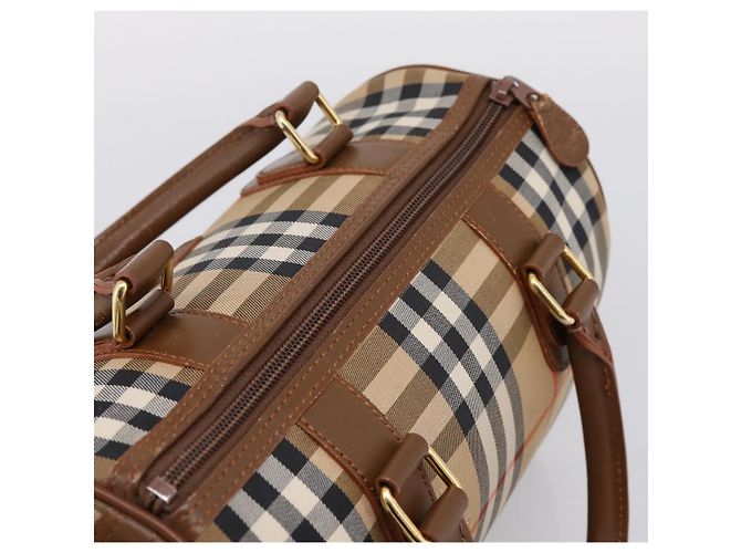 Borsa a mano Burberrys Nova Check Canvas 2way Beige Gold Auth 204251 D'oro - vista 6