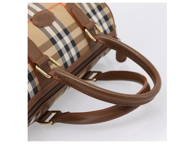 Borsa a mano Burberrys Nova Check Canvas 2way Beige Gold Auth 204251 D'oro - vista 7