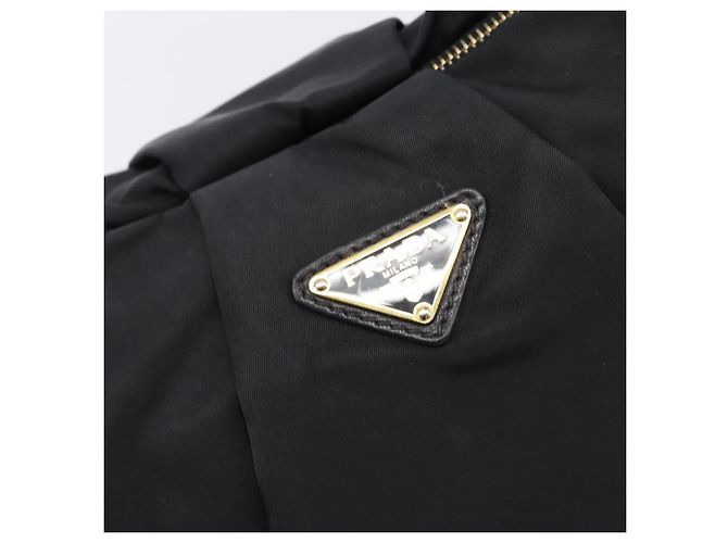 Borsa a tracolla PRADA Nylon Nero Oro Auth 201478V D'oro - vista 15