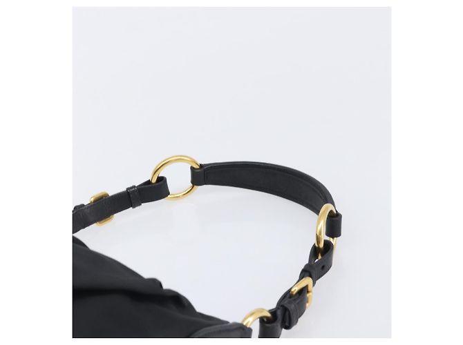 Borsa a tracolla PRADA Nylon Nero Oro Auth 201478V D'oro - vista 8