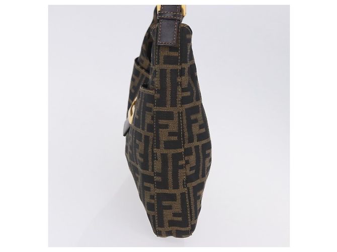 Borsa a tracolla FENDI Zucca Canvas Mamma Baguette Marrone Tono Oro Auth 198310V - vista 5