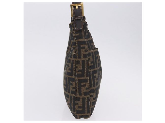 Borsa a tracolla FENDI Zucca Canvas Mamma Baguette Marrone Tono Oro Auth 198310V - vista 6