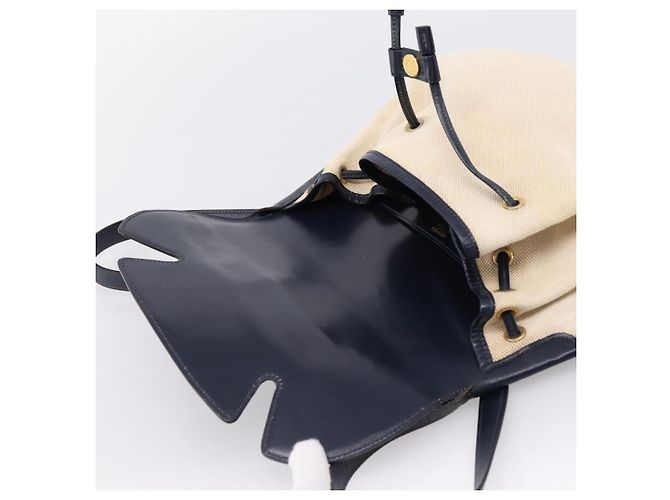 Hermès Borsa a tracolla HERMES Canvas Beige Gold Auth 204766 D'oro - vista 15