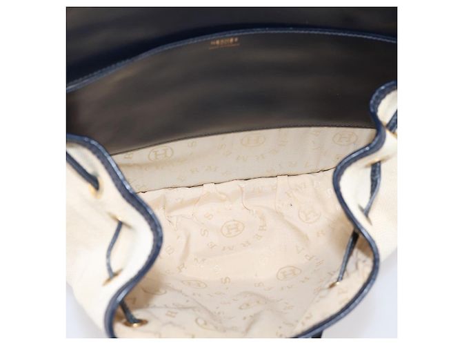 Hermès Borsa a tracolla HERMES Canvas Beige Gold Auth 204766 D'oro - vista 16