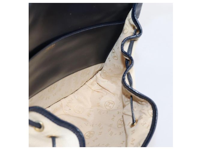 Hermès Borsa a tracolla HERMES Canvas Beige Gold Auth 204766 D'oro - vista 17