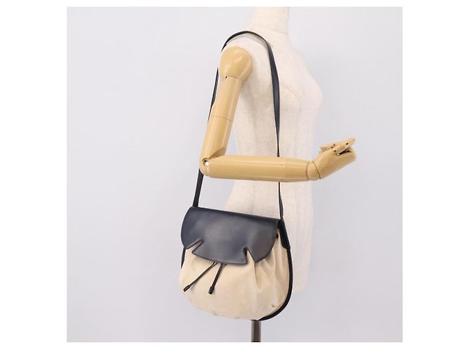 Hermès Borsa a tracolla HERMES Canvas Beige Gold Auth 204766 D'oro - vista 22