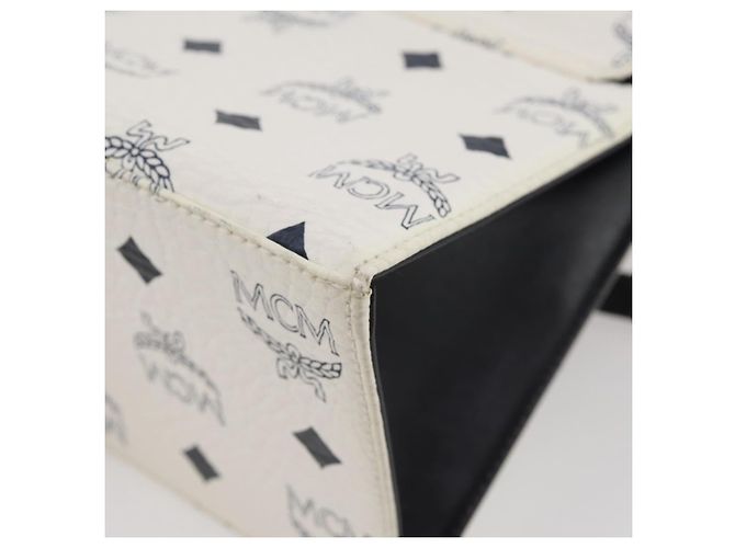 Borsa a mano MCM Vicetos PVC Pelle 2way White Gold Tone Auth 205825A Bianco - vista 16