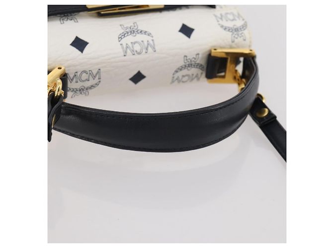 Borsa a mano MCM Vicetos PVC Pelle 2way White Gold Tone Auth 205825A Bianco - vista 8