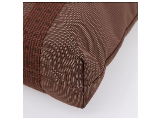 Hermès Borsa HERMES Her Line Cabas Canvas Brown Auth 205879A Marrone - vista 11