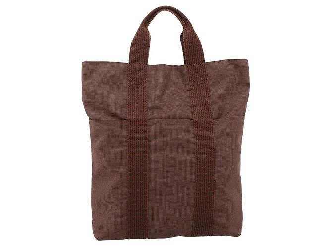 Hermès Borsa HERMES Her Line Cabas Canvas Brown Auth 205879A Marrone - vista 2