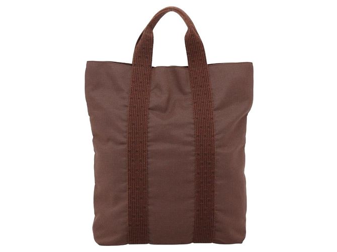 Hermès Borsa HERMES Her Line Cabas Canvas Brown Auth 205879A Marrone - vista 3