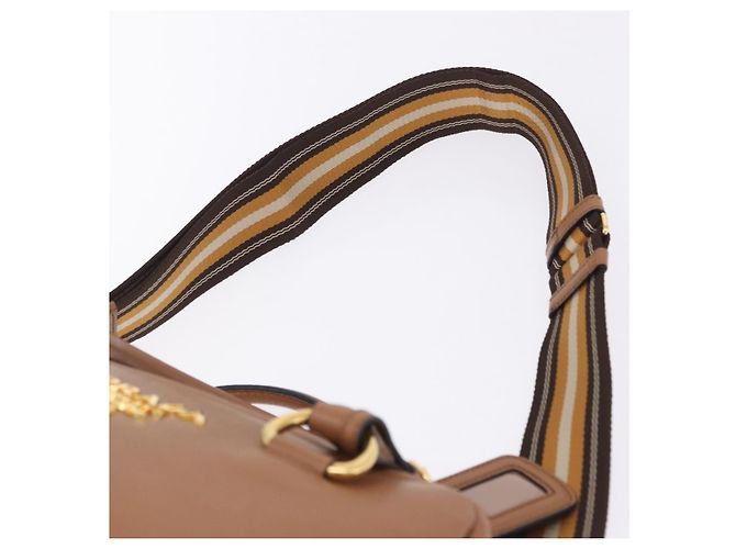 Borsa a mano PRADA in pelle 2way Beige Tono Oro Auth ka6236M - vista 11