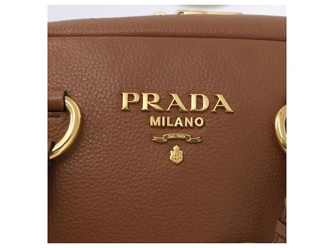 Borsa a mano PRADA in pelle 2way Beige Tono Oro Auth ka6236M - vista 22
